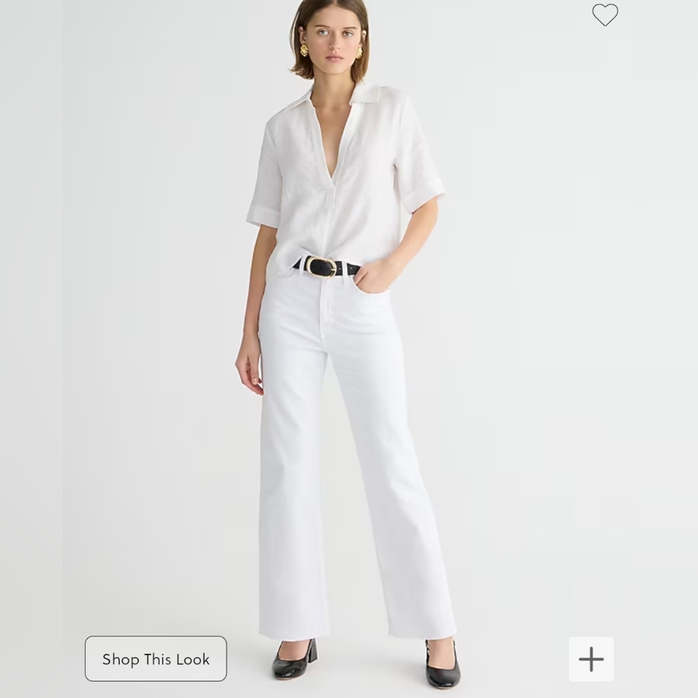 J. Crew Factory White High Rise Slim Wide-Leg Jeans size 28